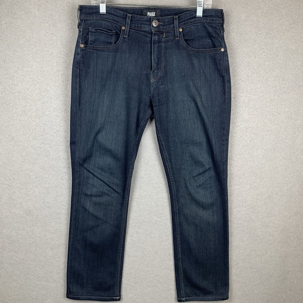 Paige‎ Federal Jeans Straight Leg Blue Dark Wash Stretch Preppy City Mens 32x29